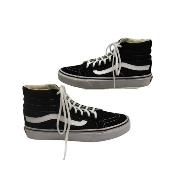 Vans Sk8 Hi High Top Skate Shoes Black White Mens 4 Womens 5.5 Canvas Suede - Picture 4 of 7